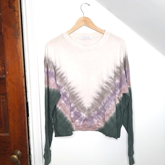 DAYDREAMER Top Dusty Rose Tie Dye Long Sleeve Cropped Tee NEW Size M - Picture 1 of 7